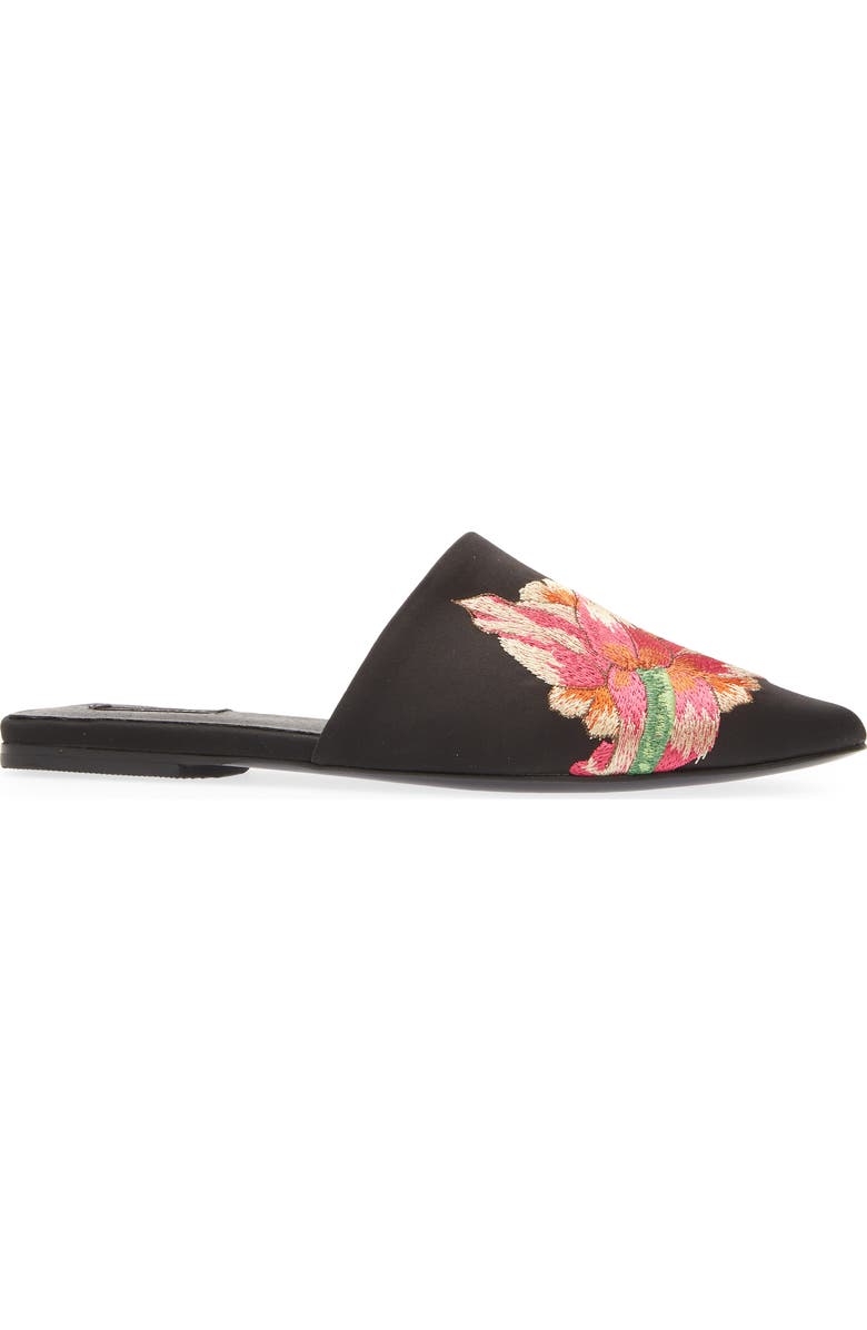 Natori Arri Embroidered Satin Mule, Alternate, color,