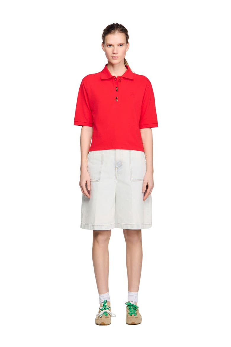 Polo shirt with decorative buttons, Alternate, color, Red
