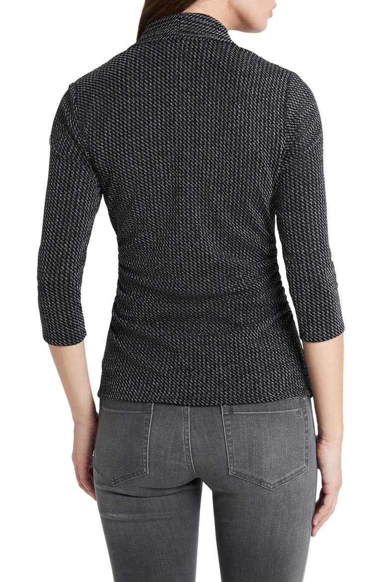 Metallic V-Neck Sweater, Alternate, color, RICH BLACK