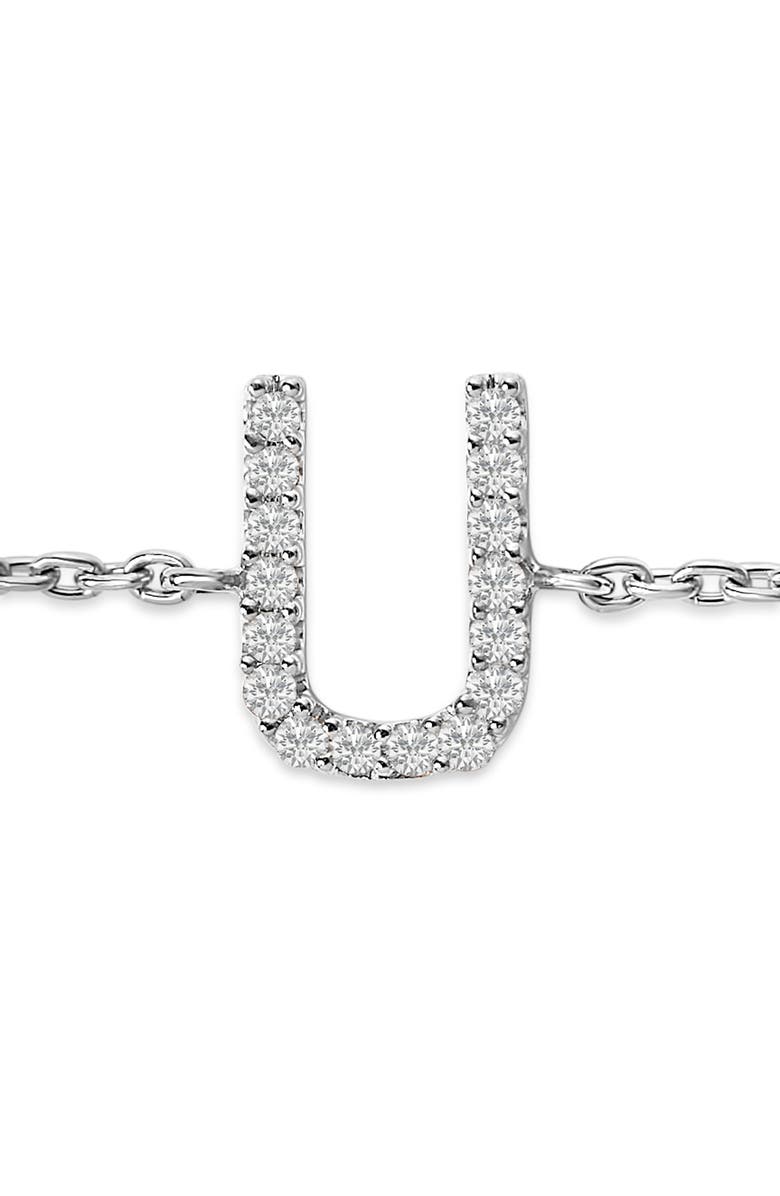 Haus of Brilliance 10K Gold Diamond Accent "A-Z" Initial Charm and Link Bracelet, Alternate, color, White | U