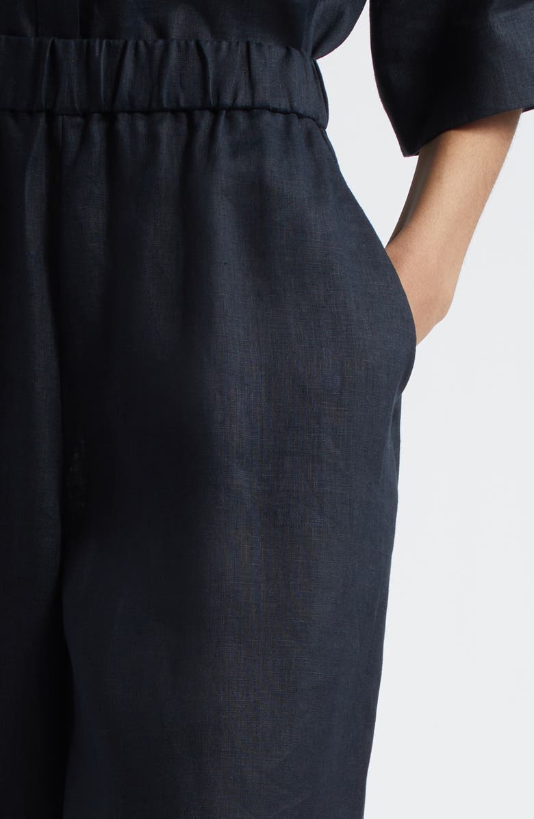 MM by Max Mara Minnie Linen Pull-On Pants, Alternate, color, Black