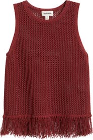 Open Edit Fringe Sleeveless Sweater