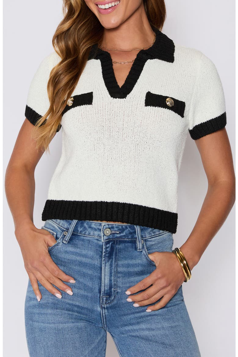 Contrast Trim Polo Sweater (Nordstrom Exclusive), Alternate, color, WHITE/ BLACK