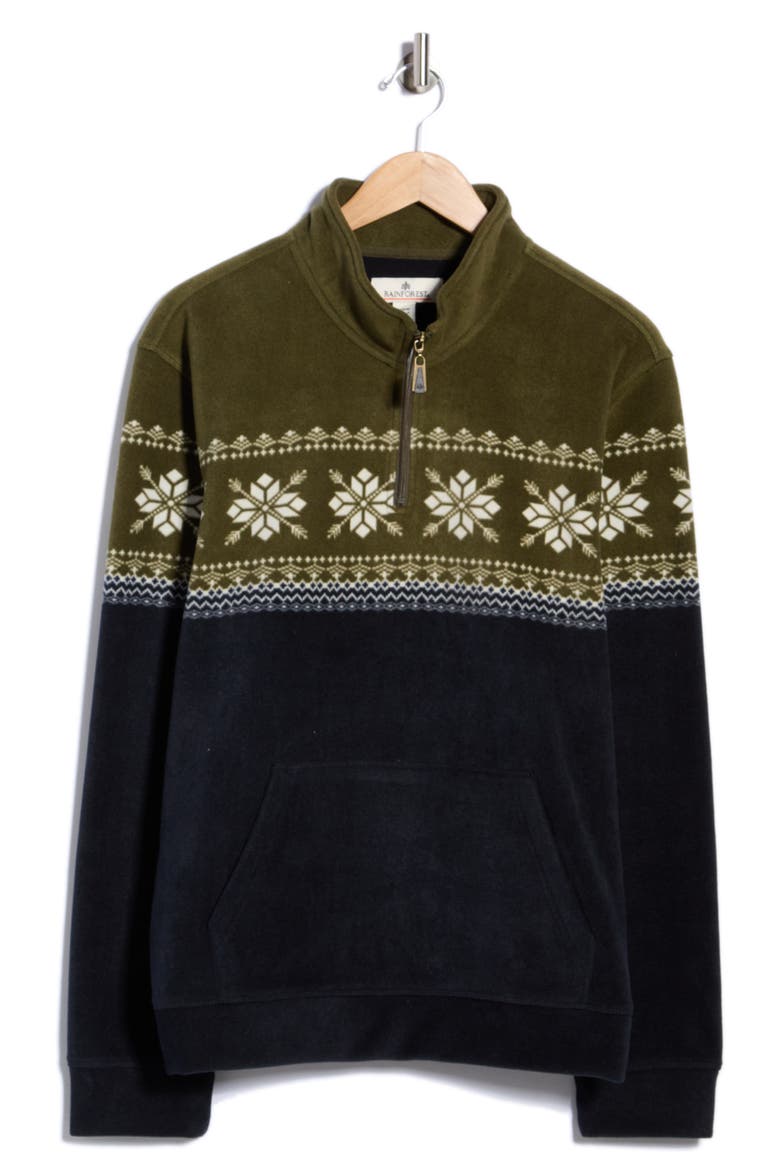 Mountaineer Fleece Quarter-Zip Pullover, Alternate, color, OLIVE/ NAVY/ BIRCH FAIR ISLE