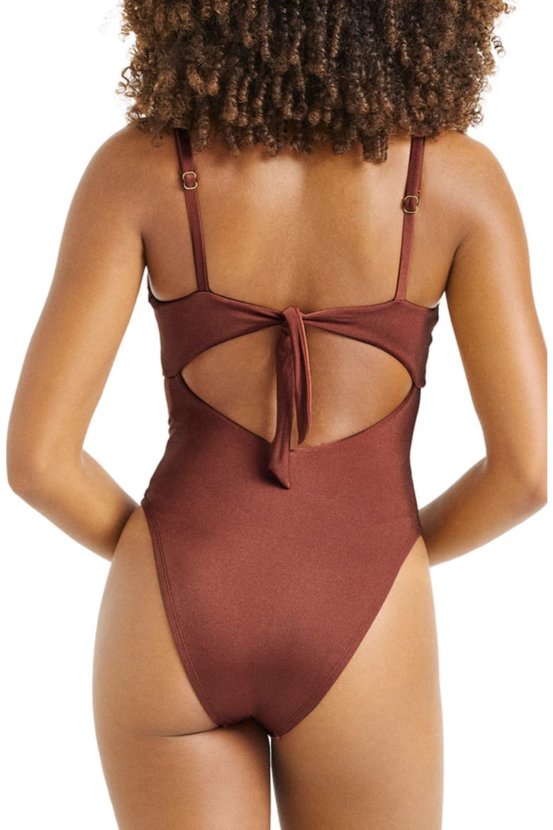 Terra Cutout One-Piece Swimsuit, Alternate, color, RED OCHRE