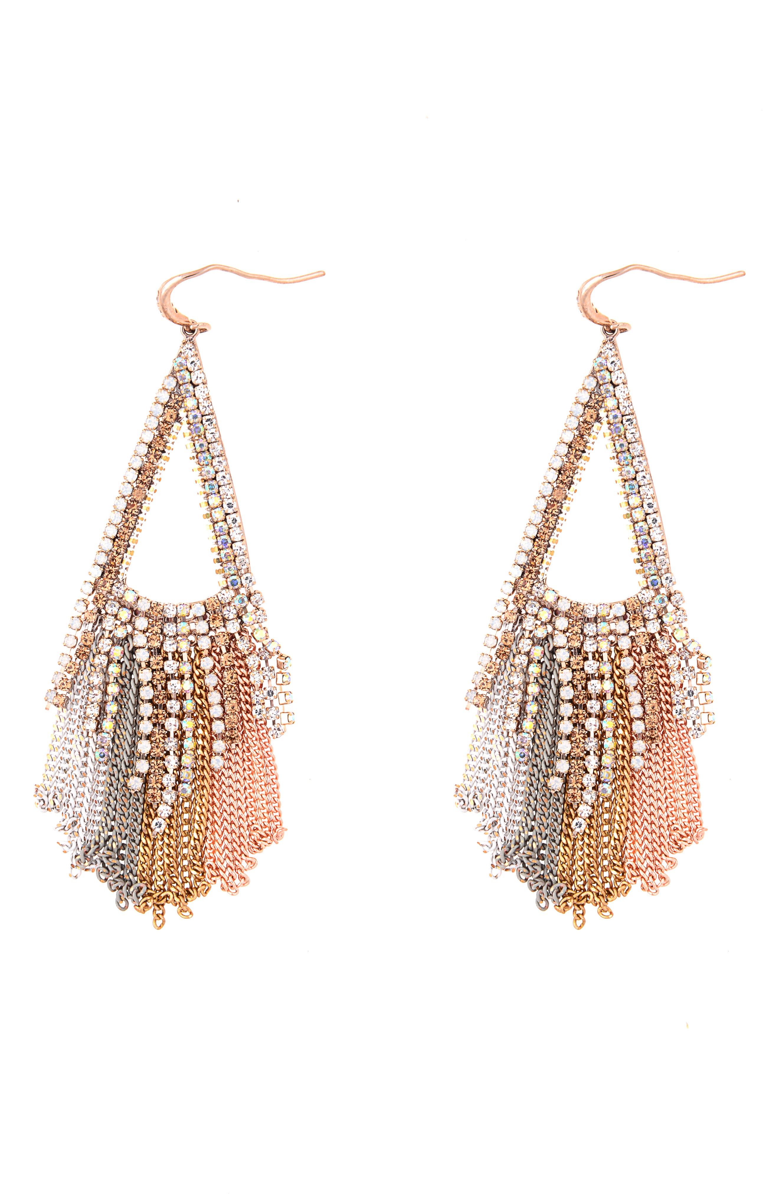 ZAXIE By Stefanie Taylor Crystal Chain Chandelier Earrings