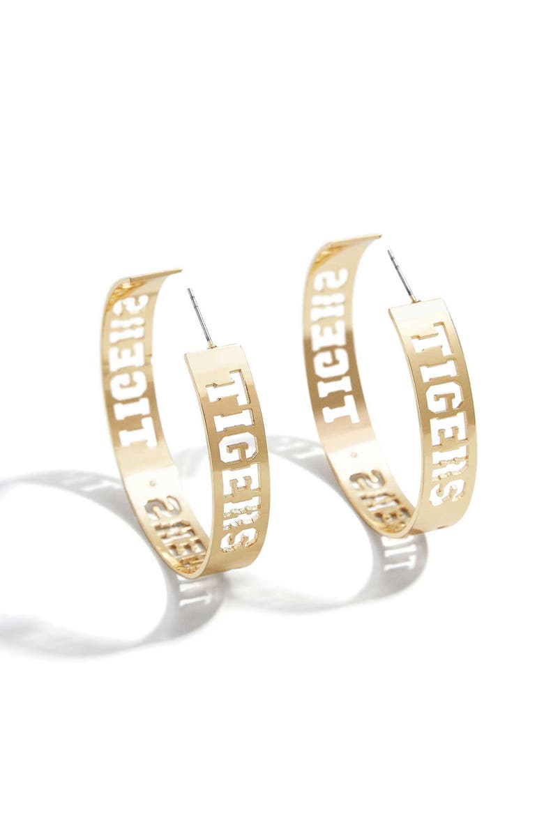 WEAR by Erin Andrews x Baublebar Detroit Tigers Large Cutout Hoop Earrings, Main, color,