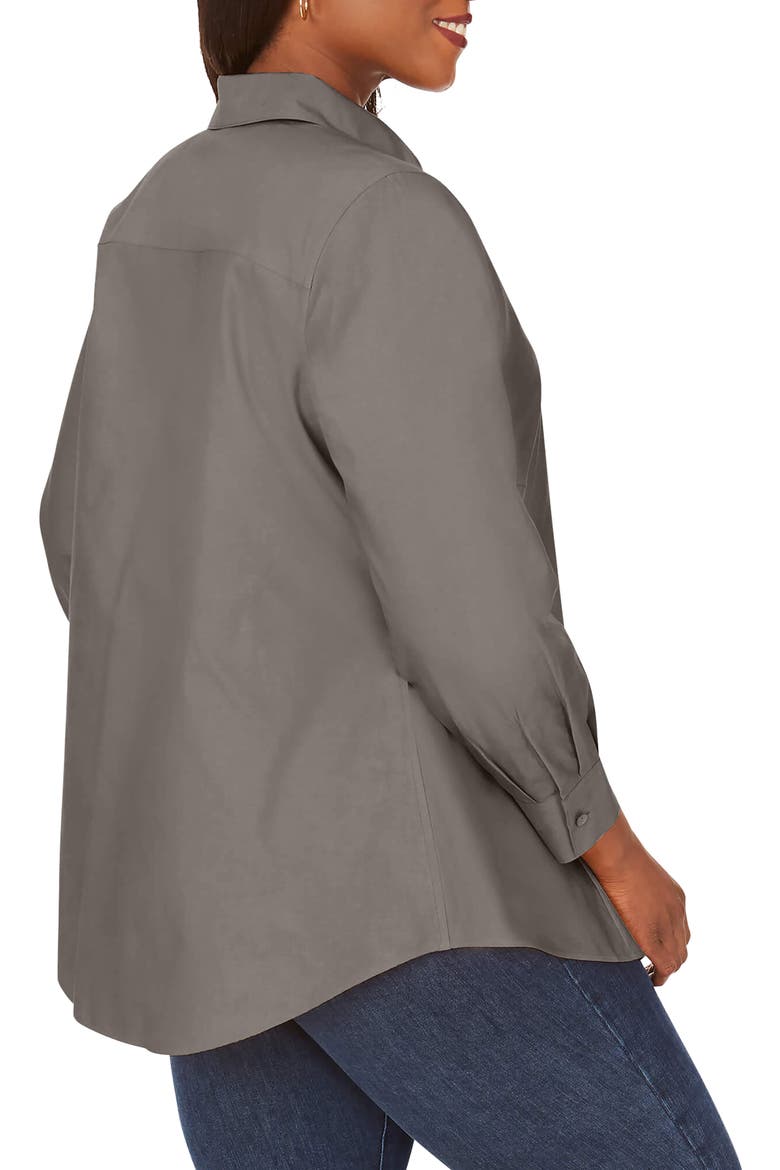Cici Non-Iron Tunic Blouse, Alternate, color, CHARCOAL