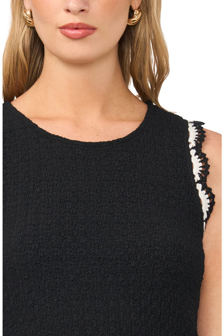 Scallop Tweed Sleeveless Top, Alternate, color, RICH BLACK