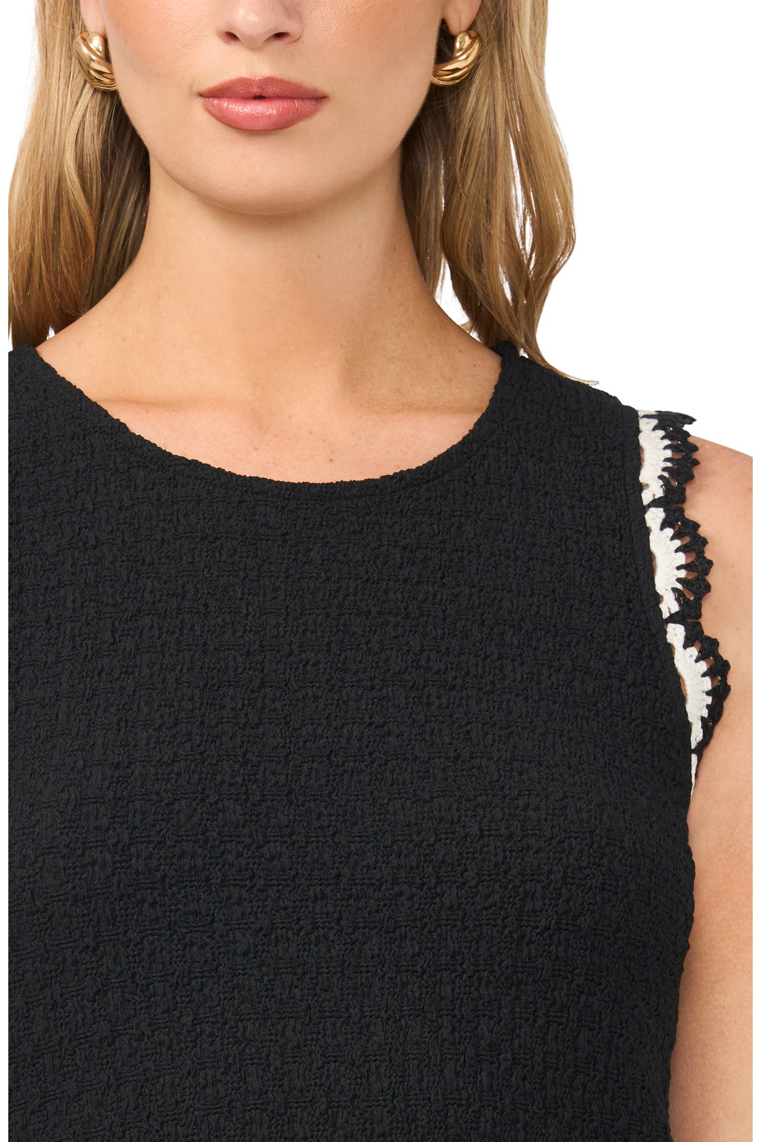 H08836 Vince Camuto Scallop Tweed Sleeveless Top (Women) | Nordstrom