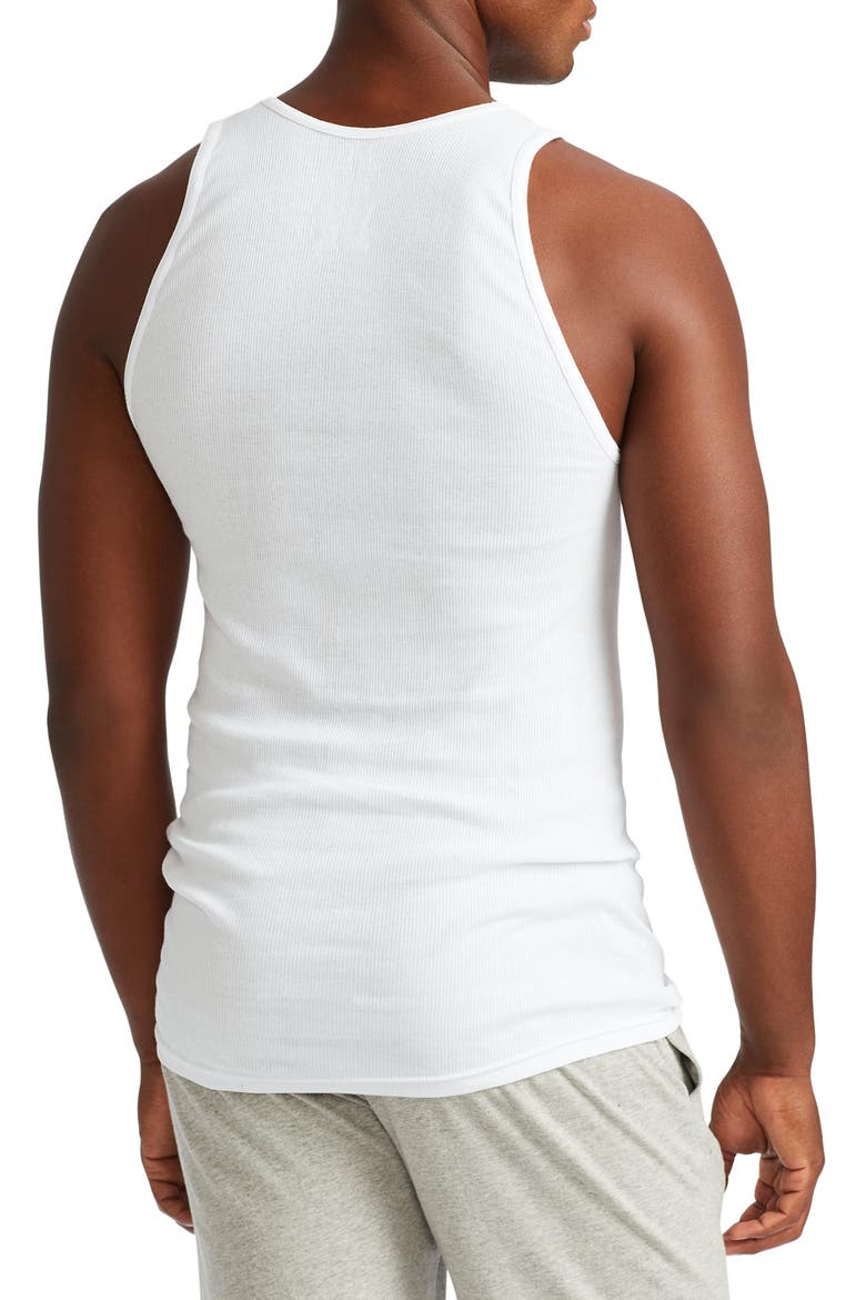5-Pack Classic Logo Embroidered Cotton Rib Tanks, Alternate, color, WHITE/WHITE