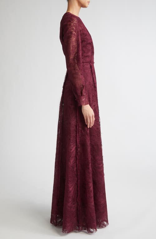 Erdem Long-sleeve Lace Gown In Brown