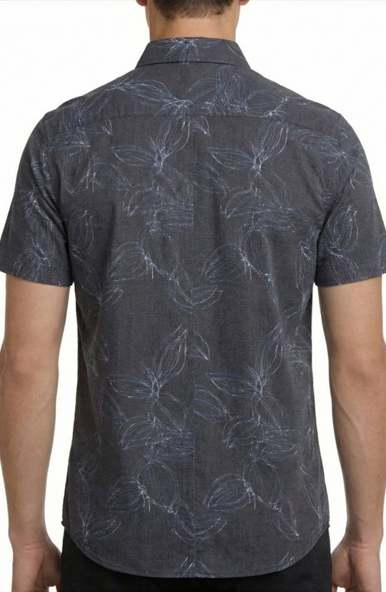 Report Collection Floral Short Sleeve Seersucker Button-Up Shirt, Alternate, color, Navy