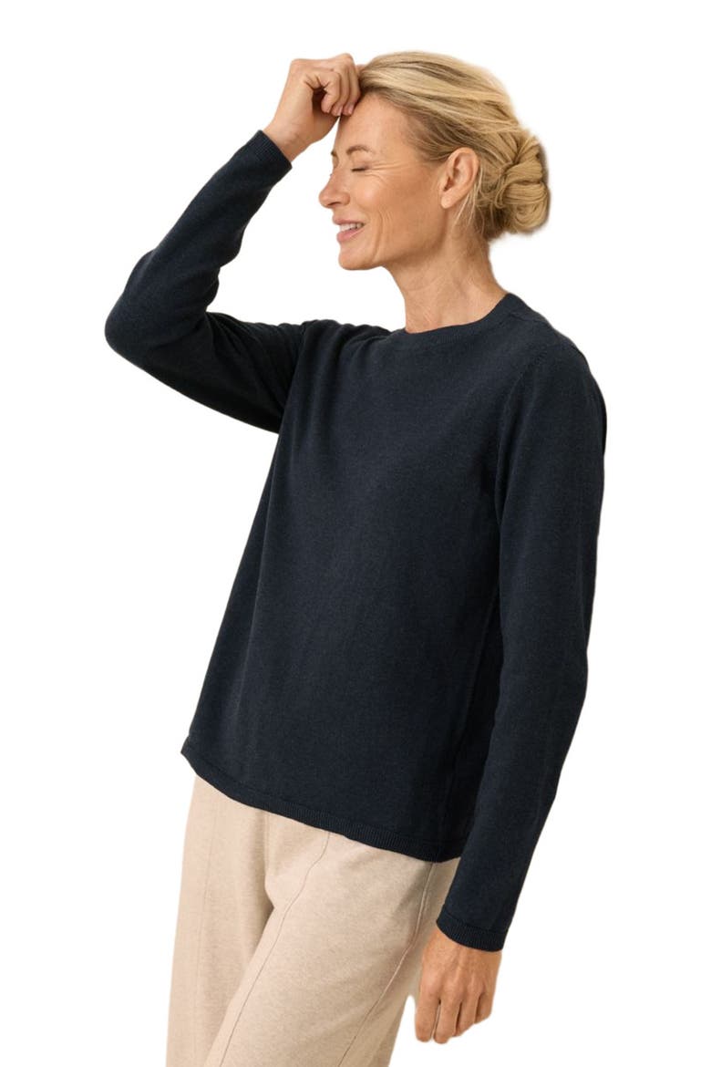 Organic Cotton Classic Fine Knit Crew Sweater, Alternate, color, Midnight Blue Heather