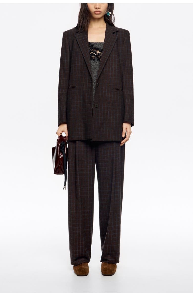 Bimba y Lola Checked Darted Carrot Leg Trousers, Alternate, color, Brown