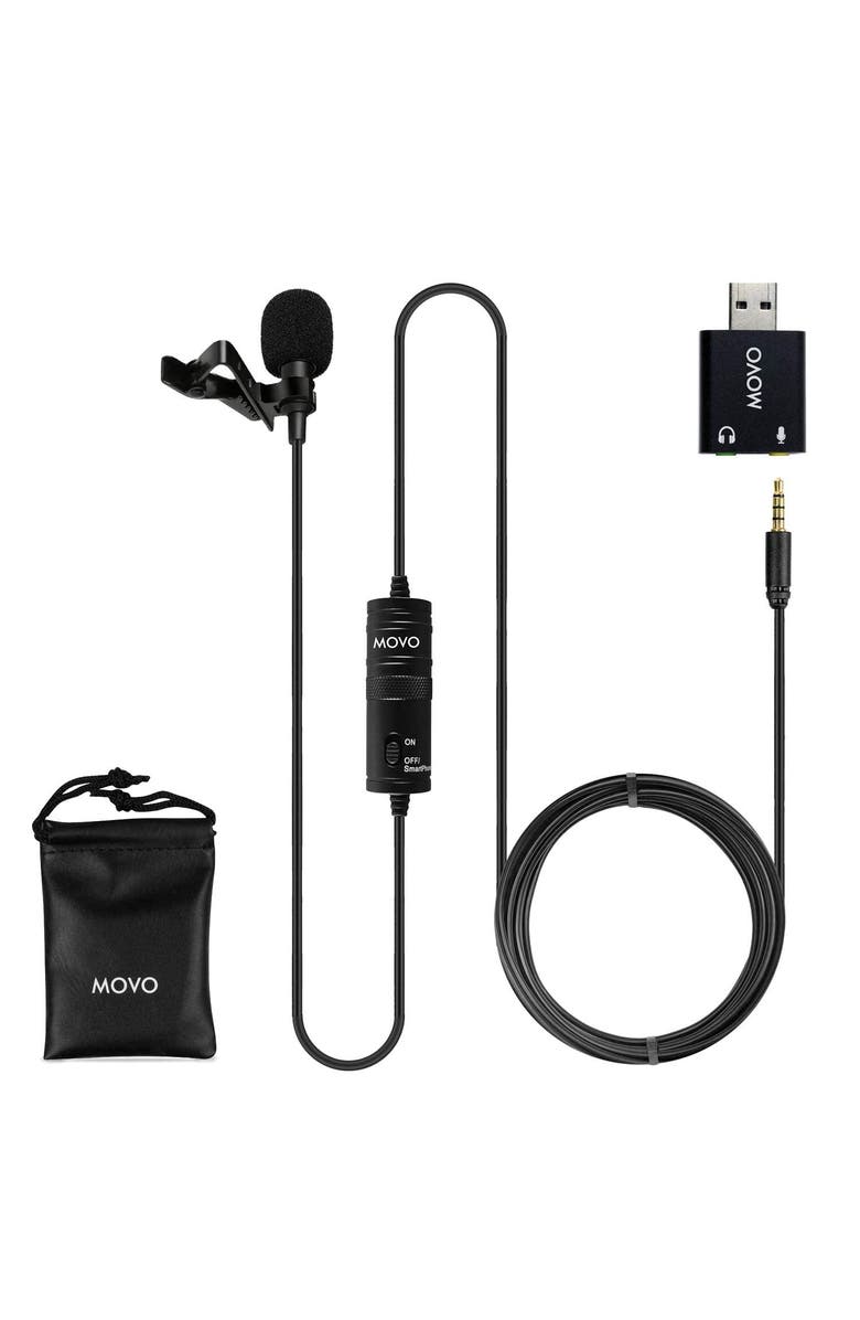 MOVO Universal USB Computer Microphone with USB Adapter Compatible with Laptop, PC and Mac, Smartphones, Cameras, Main, color, Black