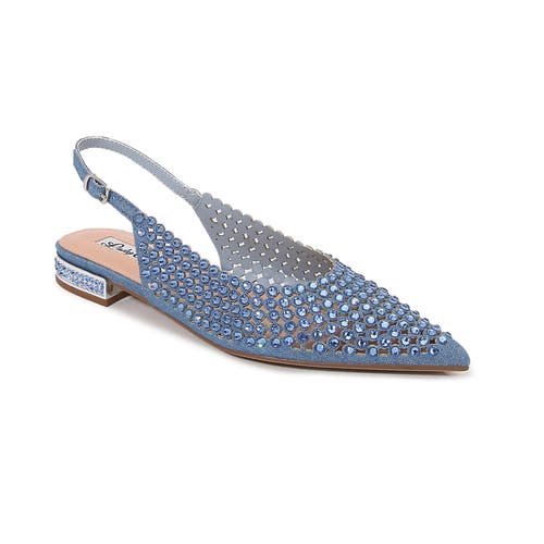 Lady Couture Rhinestones Slingback With Multi Jewel Heel Pump In Blue