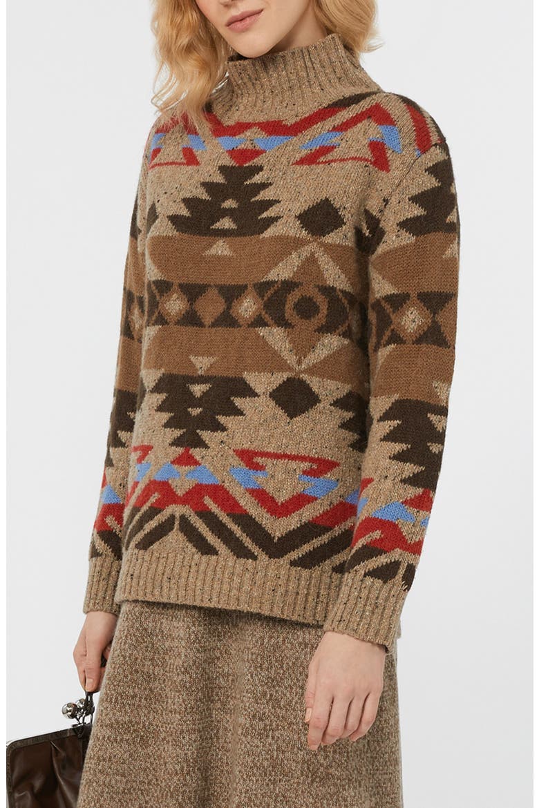 Eritrea Jacquard Mock Neck Sweater, Alternate, color, AVIO