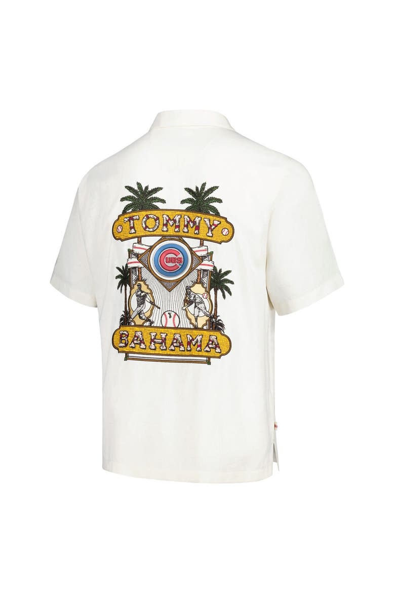 Men's Tommy Bahama White Chicago Cubs Pitcher's Paradiso Button-Up Camp Shirt, Alternate, color, White