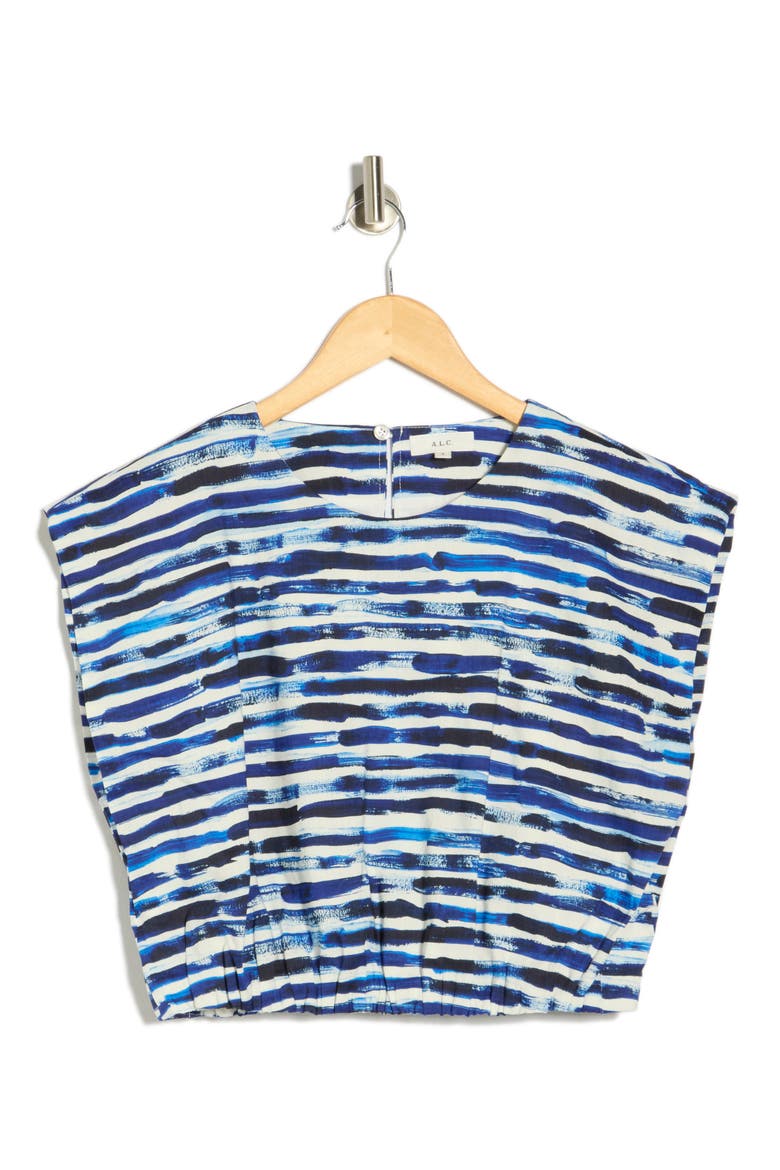 Billie Stripe Linen Blend Crop Top, Alternate, color, NAVY STRIPE
