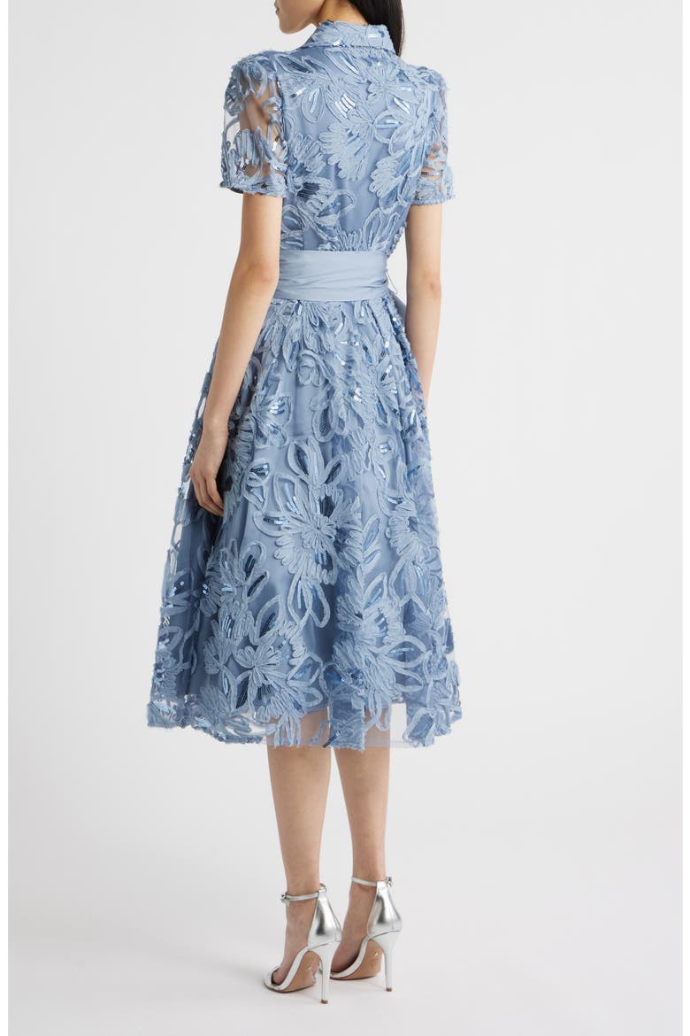 Sequin Soutache Lace Cocktail Midi Dress, Alternate, color, SKY BLUE