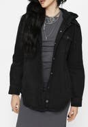 Disturbia Trellis Hooded Pocket Denim Shacket