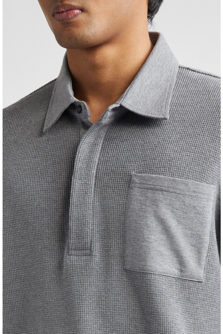 Waffle Knit Rugby Polo, Alternate, color, MED GREY