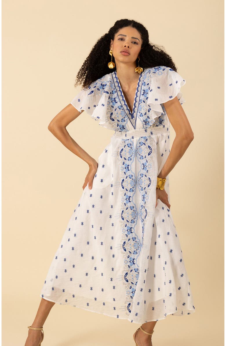 Hale Bob Elianna Embroidered Organza Maxi Dress, Main, color,