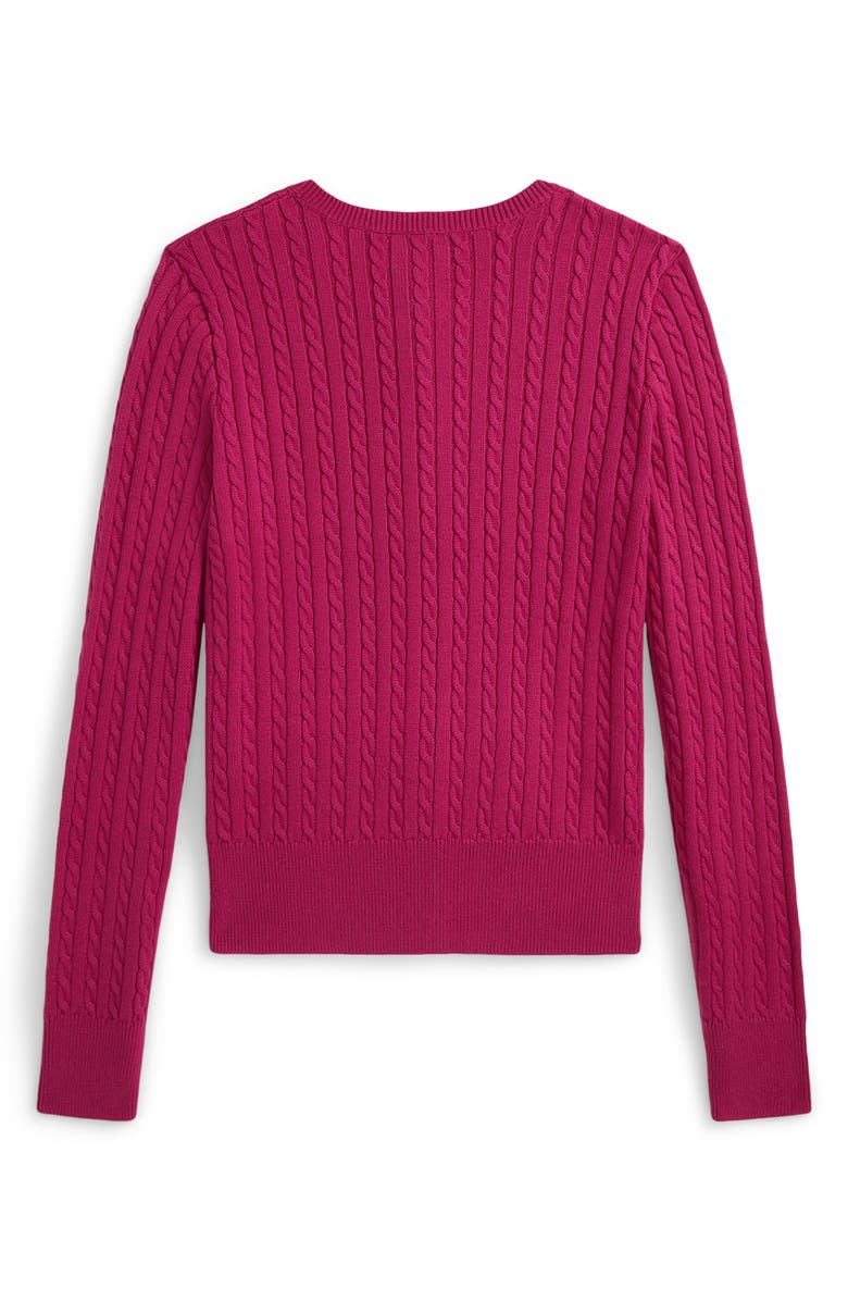 Polo Ralph Lauren Kids' Cable Knit Cotton Cardigan, Alternate, color, Preppy Pink