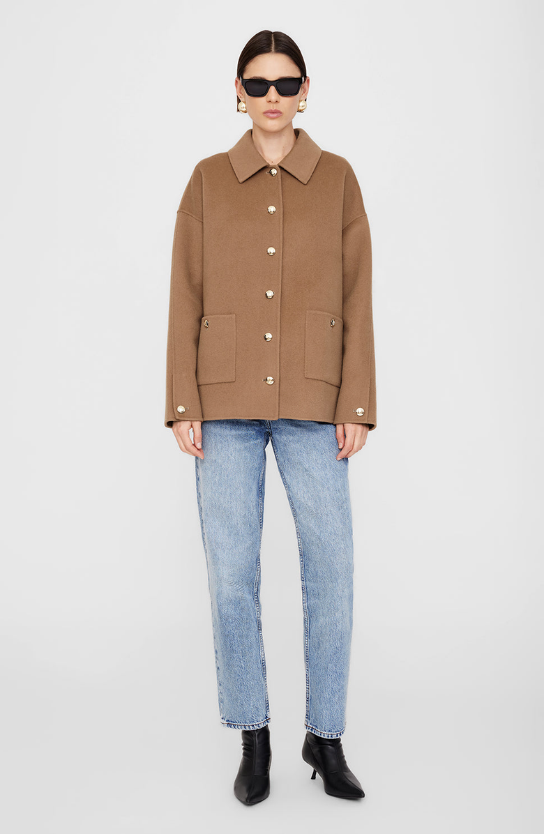 ANINE BING Luca Cashmere Blend Jacket, Main, color, Camel