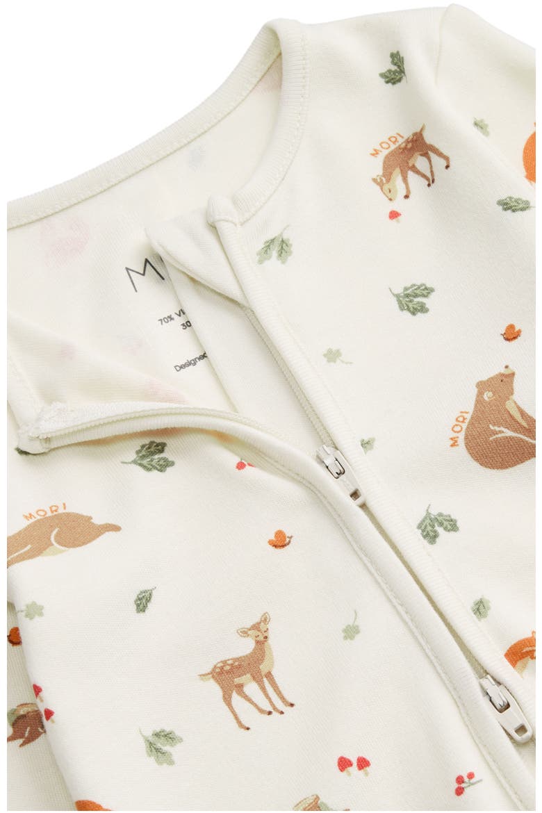 Print Two Way Zip Up Sleepsuit, Alternate, color, Woodland Tofu