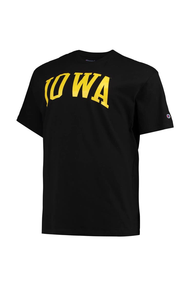 Men's Champion Black Iowa Hawkeyes Big & Tall Arch Team Logo T-Shirt, Alternate, color, Black