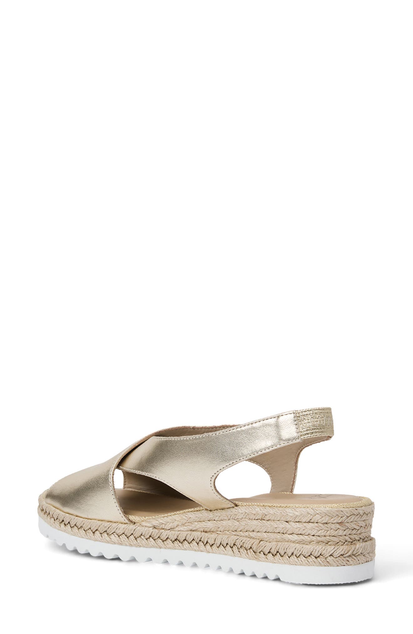 Adelina Weatherproof Slingback Espadrille Platform Wedge Sandal, Alternate, color, PLATINO