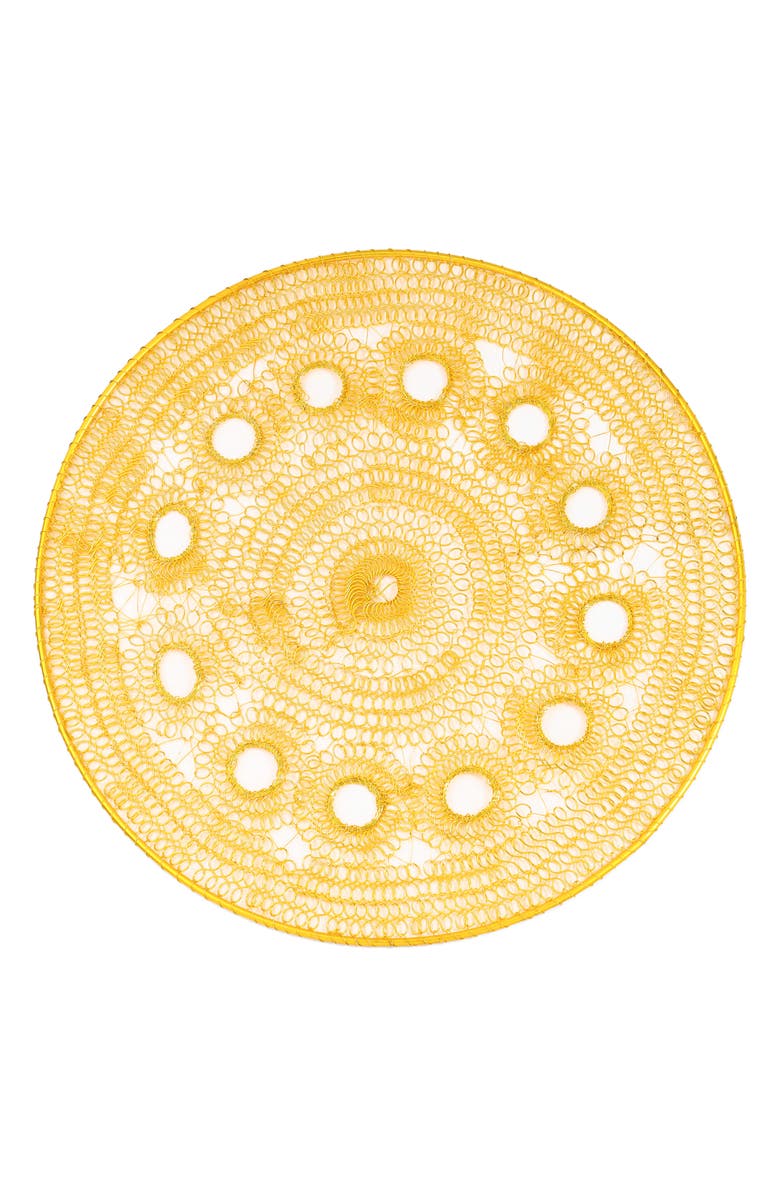 Tiramisu Midnight Petal Metal Placemat, Main, color, Gold