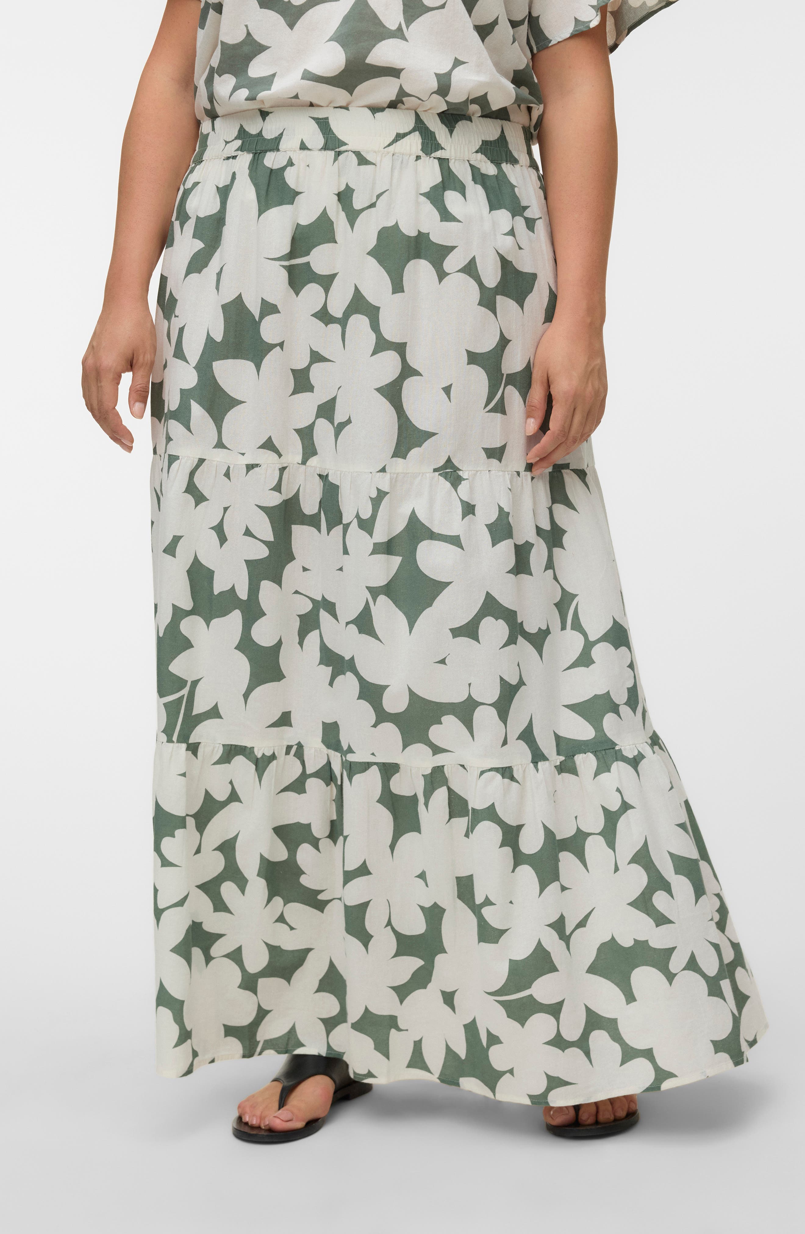 VERO MODA Floral Organic Cotton Maxi Skirt