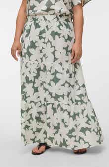 VERO MODA Floral Organic Cotton Maxi Skirt