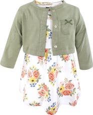 Hudson Baby Two-Piece Cotton Dress and Knit Cardigan Set
