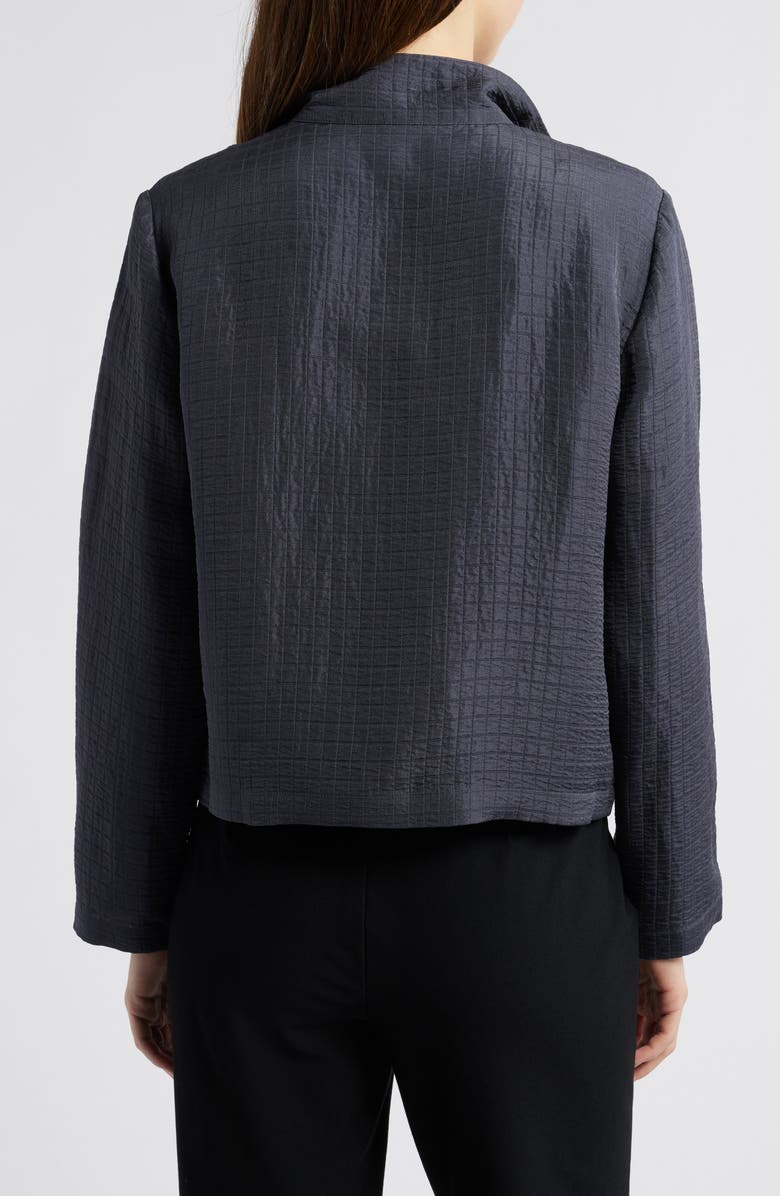 Eileen Fisher Stand Collar Silk & Organic Linen Jacket, Alternate, color, Ebony