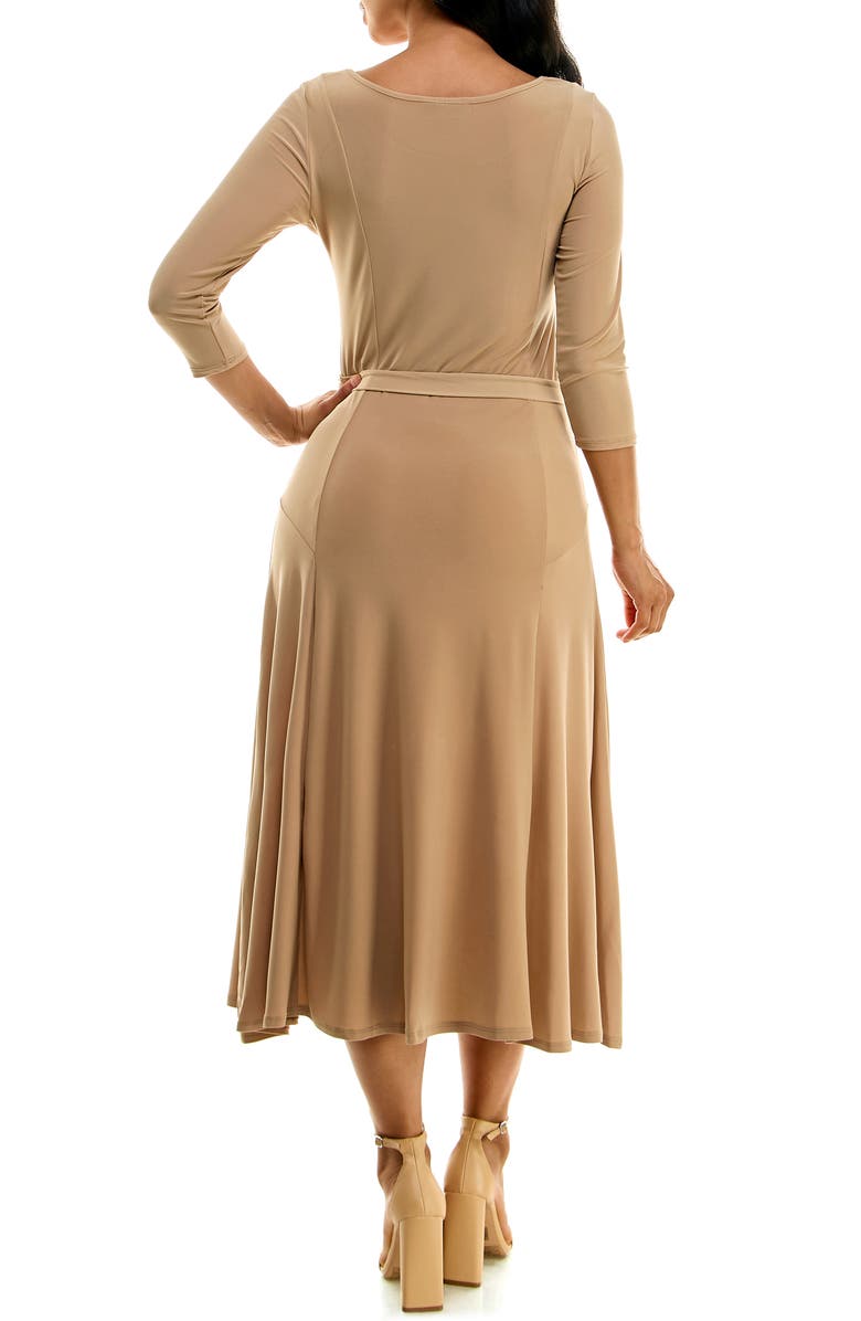 Nina Leonard Sylvia Midi Dress, Alternate, color, Tan