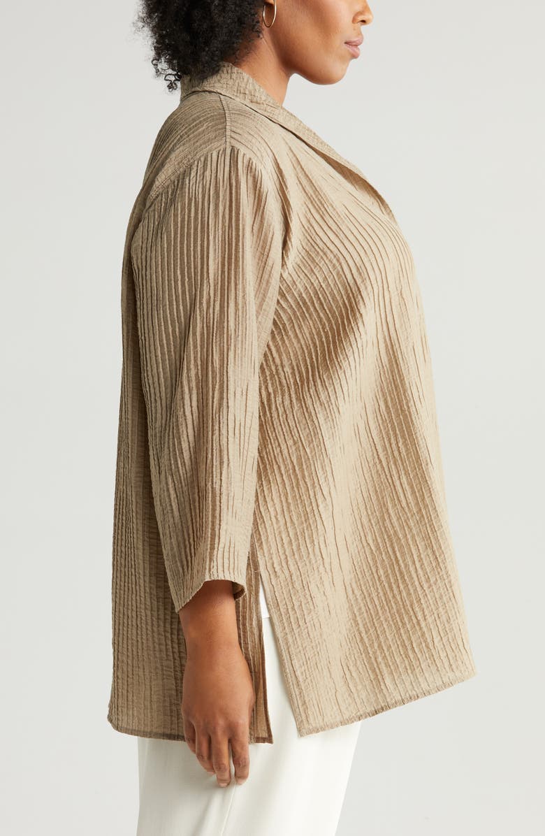 Eileen Fisher Textured High Collar Open Jacket, Alternate, color, 