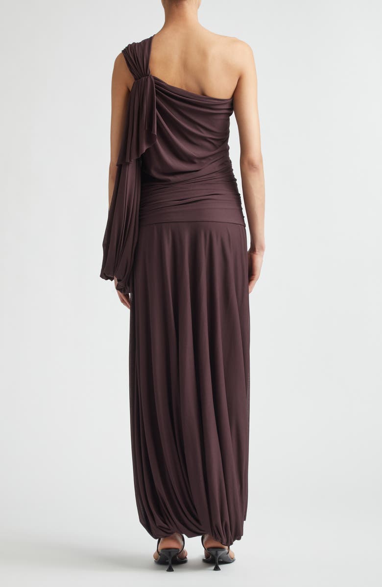 Proenza Schouler Gabri One-Shoulder Gauzy Pleated Jersey Gown, Alternate, color, Aubergine