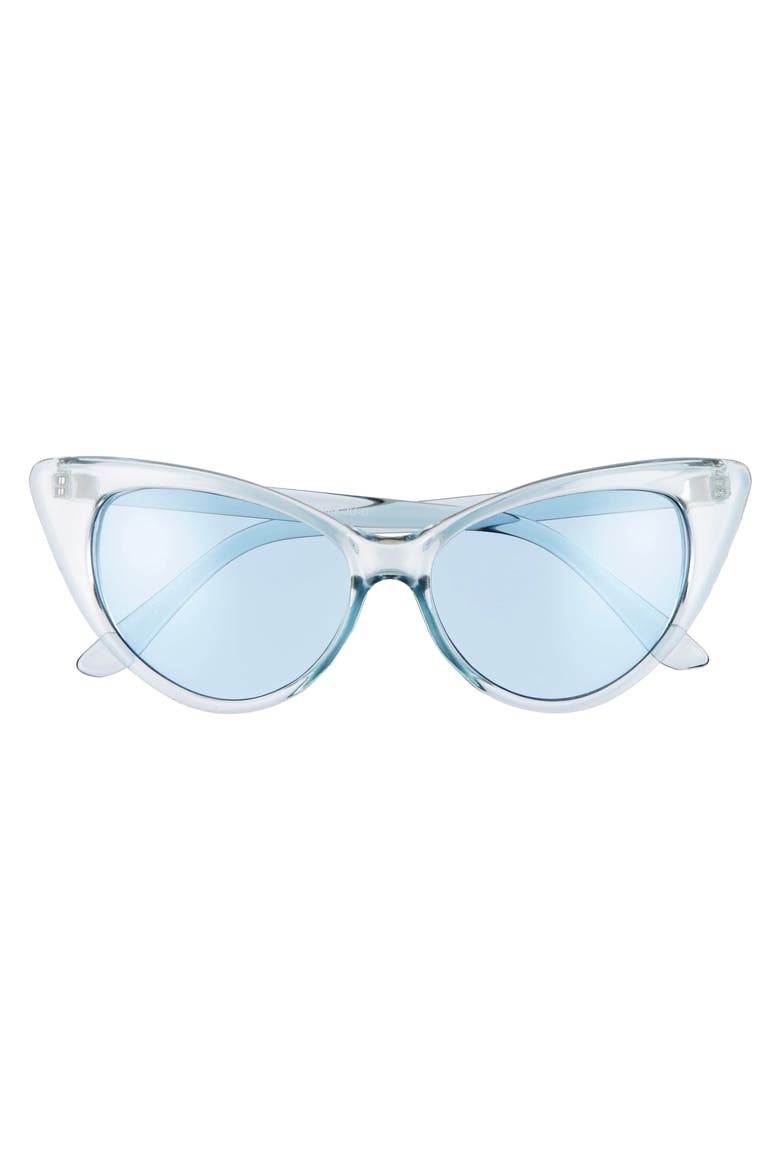 55mm Transparent Pastel Cat Eye Sunglasses, Alternate, color, BLUE