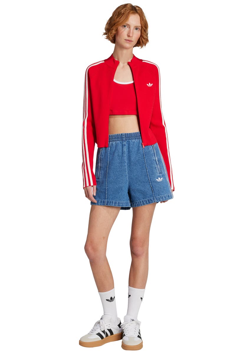 adidas 3-Stripes Slim Knit Track Jacket, Alternate, color, Better Scarlet
