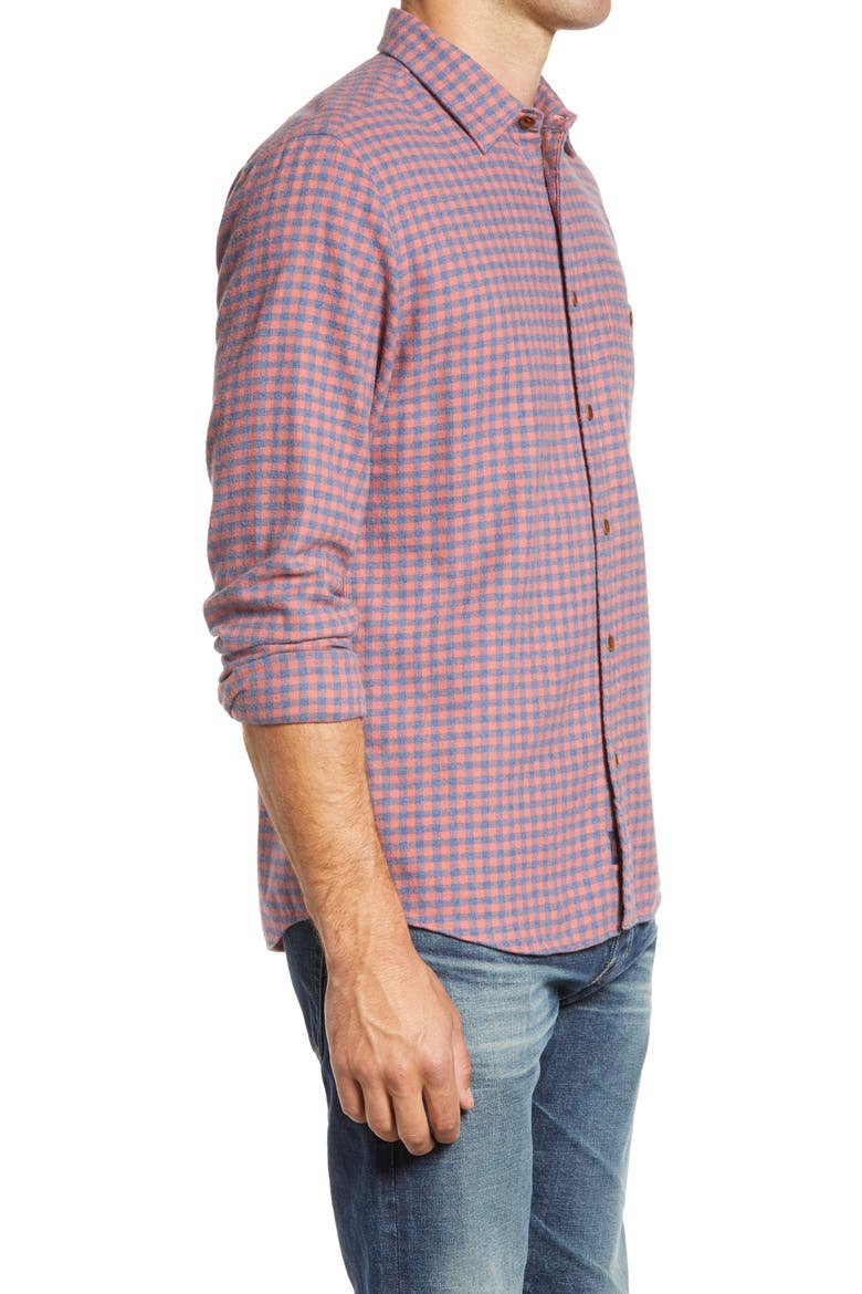 Stretch Seaview Check Flannel Button-Up Shirt, Alternate, color, BLUE ROSE GINGHAM