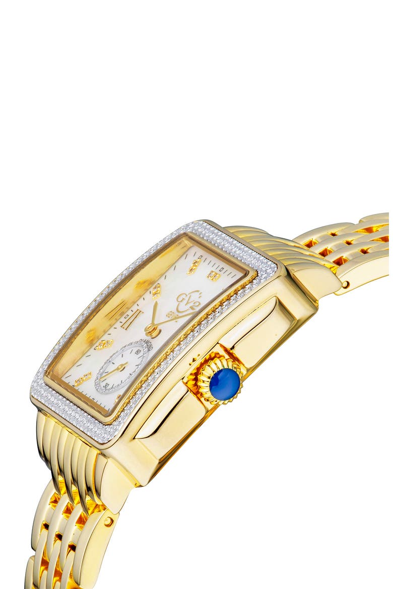 Women's Bari Mother of Pearl Diamond Bracelet Watch, 34mm x 30mm, Alternate, color, GOLD