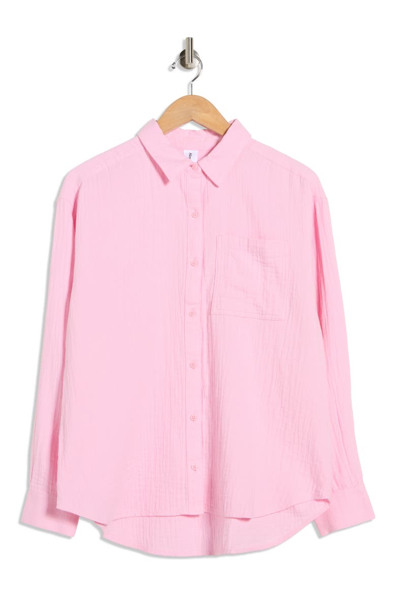 Relaxed Long Sleeve Cotton Gauze Shirt, Alternate, color, PINK SWEET