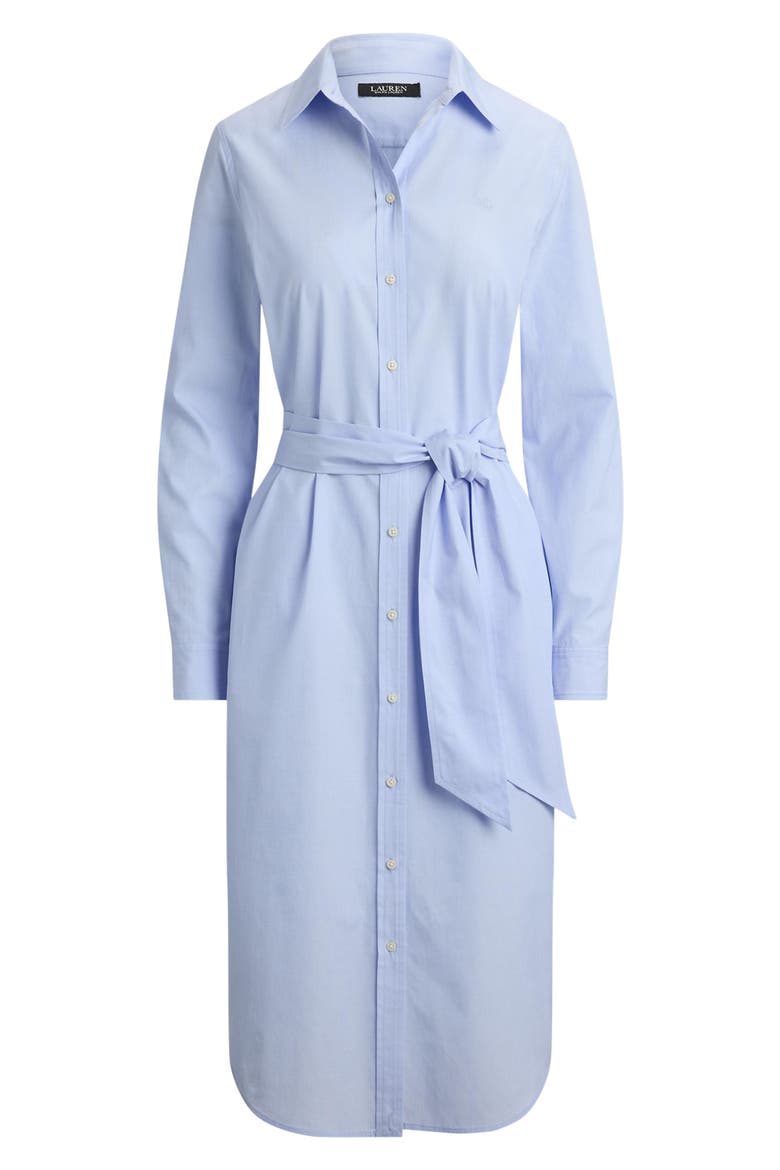 End On End Long Sleeve Cotton Shirtdress, Alternate, color, LIGHT SKY BLUE