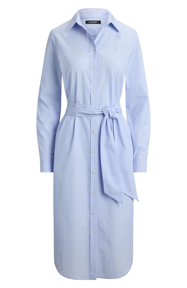 Lauren Ralph Lauren End On End Long Sleeve Cotton Shirtdress, Alternate, color, Light Sky Blue