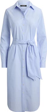 Lauren Ralph Lauren End On End Long Sleeve Cotton Shirtdress