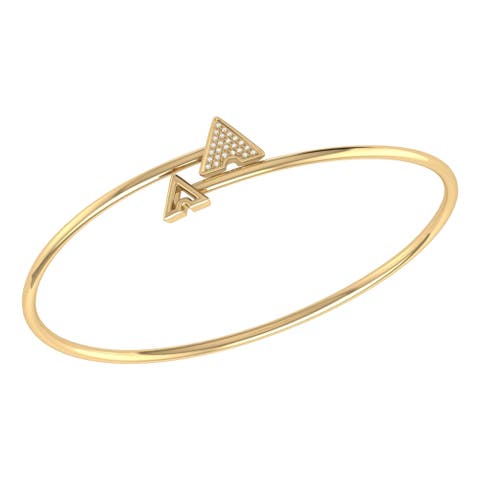 Skyscraper Triangle Roof Sterling Silver Diamond Bangle